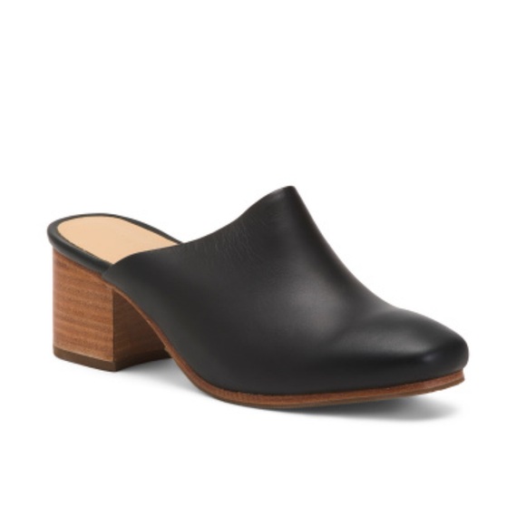 NISOLO Black All Day Heeled Mule Leather Pumps - Picture 1 of 2
